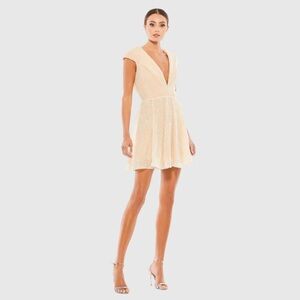 NWT MAC DUGGAL FULLY SEQUINED CAP SLEEVE FIT & FLARE MINI DRESS 26306